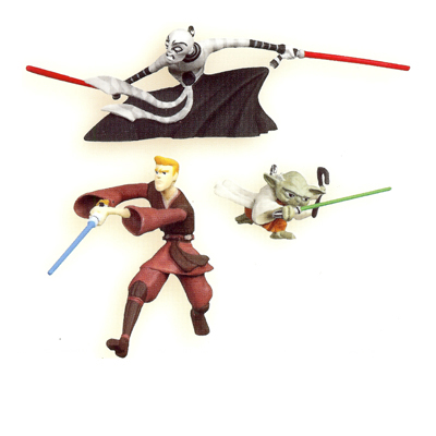 Asajj Ventress, Anakin Skywalker, and Yoda